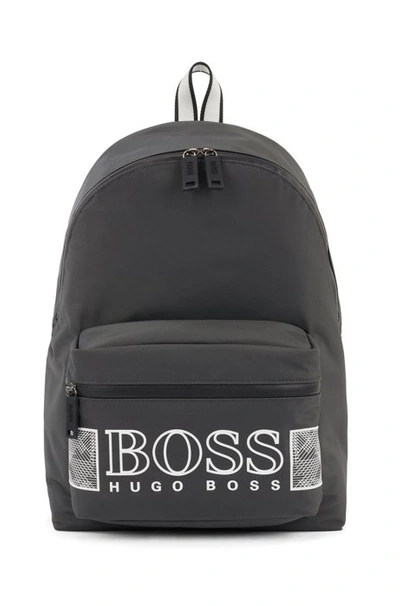 Hugo Boss - Logo Backpack In Structured Nylon With Laptop Pocket - Dark Grey