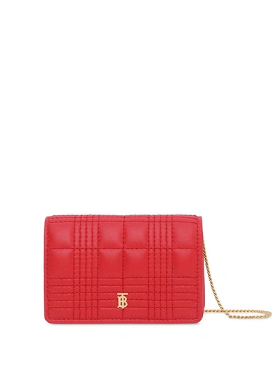 Burberry Jessie Red Leather Card Holder With Chain