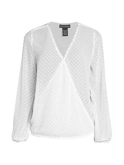 Design History Dotted Faux-wrap Blouse In White