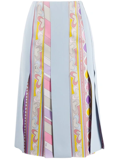 Emilio Pucci Graphic-print Panelled Skirt In Blue