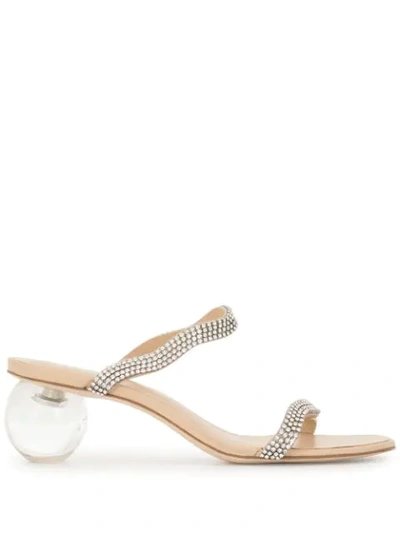 Cult Gaia Audrey Crystal-embellished Leather Mules In Clear
