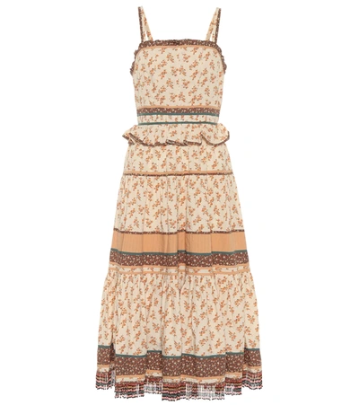 Ulla Johnson Cecilie Fringed Floral-print Cotton Midi Dress In Neutrals