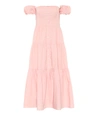 Staud Elio Off-the-shoulder Cotton Dress In Pink