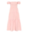 Staud Elio Off-the-shoulder Cotton Dress In Strawberry Cream