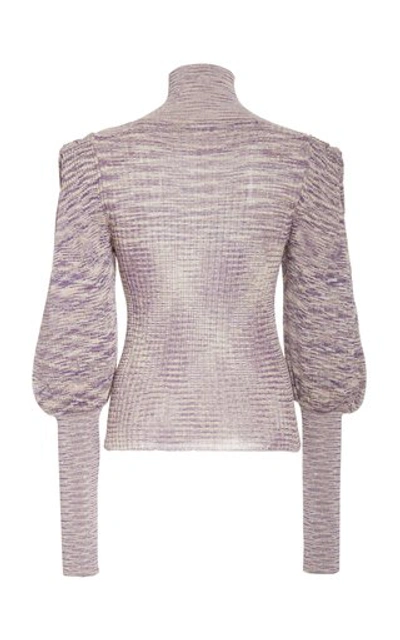 Ulla Johnson Josie Metallic Stretch-knit Turtleneck In Purple