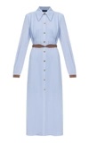 Anna October Alexandra Belted Crepe De Chine Shirt Dress In Blue