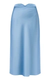 Anna October Dido Belted Satin Midi Skirt In Blue