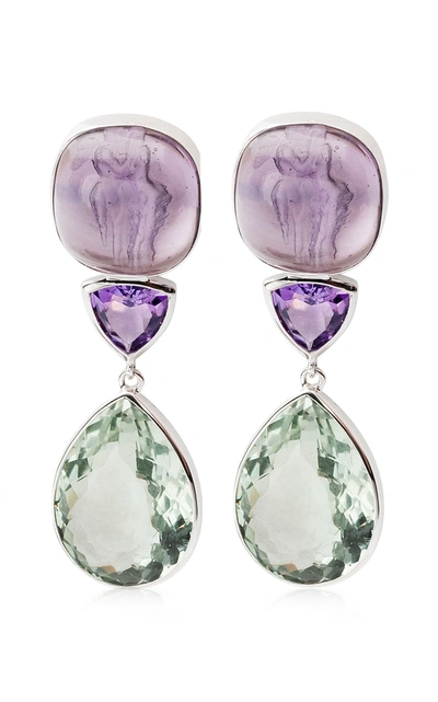 Bahina Women's Amethyst; Venetian Glass Cameo 18k White Gold Earrings In Purple