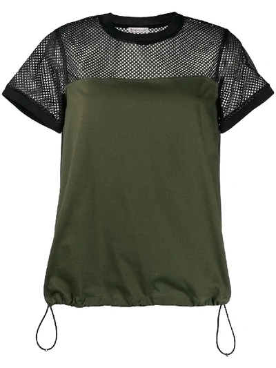 Moncler Mesh Panel Short-sleeve T-shirt In Green