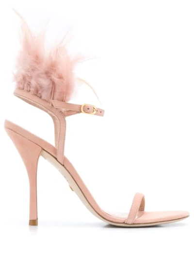 Stuart Weitzman 125mm Feather Trim Sandals In Pink