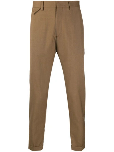 Low Brand Cropped Straight Leg Chinos In Brown