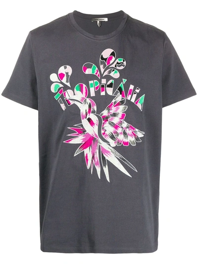 Isabel Marant Tropicana Embroidered T-shirt In Grey