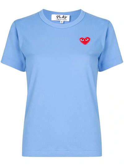 Comme Des Garçons Play Embroidered Heart Patch Slim Fit T-shirt In Blue