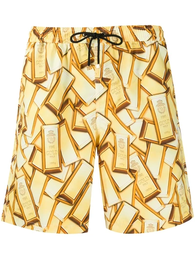 Billionaire Gold Bar Swim Shorts In Yellow