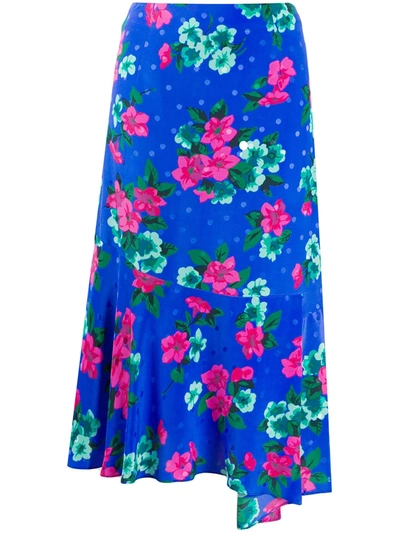 Essentiel Antwerp Varno Floral-print Skirt In Blue
