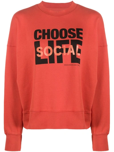 Wood Wood X Katharine Hamnett Choose Life Sweatshirt In Red