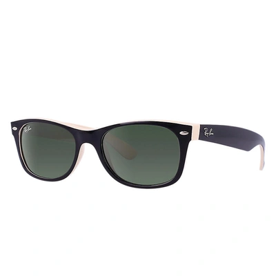 Ray Ban New Wayfarer Color Mix Sunglasses Black Frame Green Lenses 52-18
