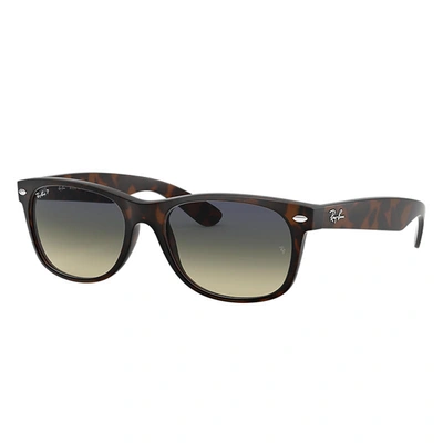 Ray Ban New Wayfarer Classic Sunglasses Tortoise Frame Blue Lenses Polarized 52-18 In Havana