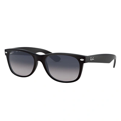 Ray Ban New Wayfarer Classic Sunglasses Black Frame Blue Lenses Polarized 52-18
