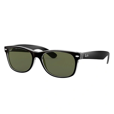 Ray Ban New Wayfarer Color Mix Sunglasses Black Frame Green Lenses 52-18