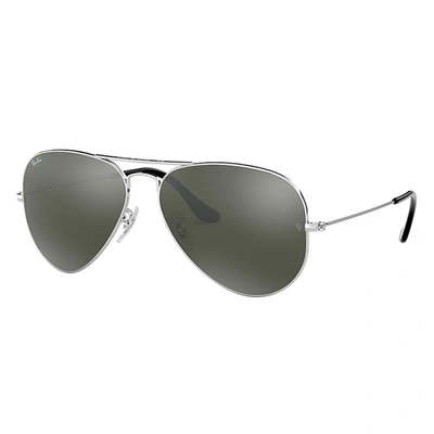 Ray Ban Aviator Mirror Sunglasses Silver Frame Silver Lenses 58-14