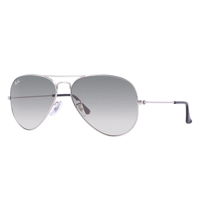 Ray Ban Aviator Gradient Sunglasses Silver Frame Grey Lenses 58-14