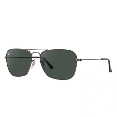 Ray Ban Caravan Sunglasses Gunmetal Frame Green Lenses 55-15