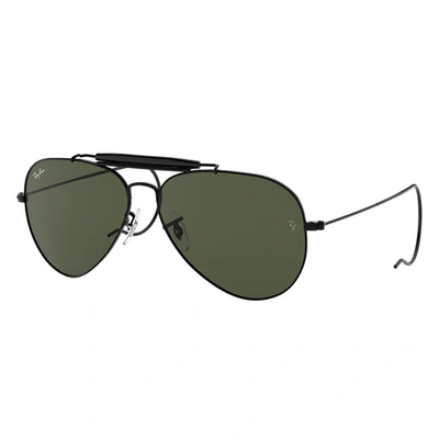 Ray Ban Outdoorsman Sunglasses Black Frame Green Lenses 58-14