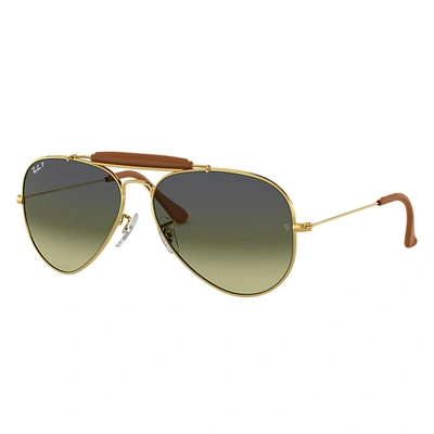 Ray Ban Aviator Craft Sunglasses Gold Frame Green Lenses Polarized 58-14