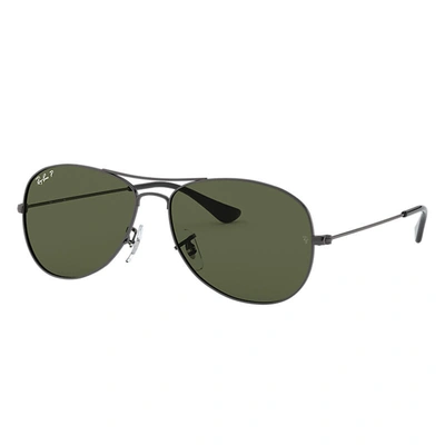 Ray Ban Cockpit Sunglasses Gunmetal Frame Green Lenses Polarized 59-14