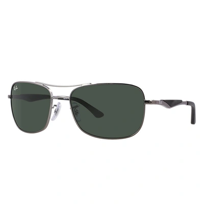 Ray Ban Rb3515 Sunglasses Gunmetal Frame Green Lenses 61-17 In Green Classic G-15