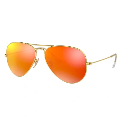 Ray Ban Aviator Flash Lenses Sunglasses Gold Frame Orange Lenses 58-14