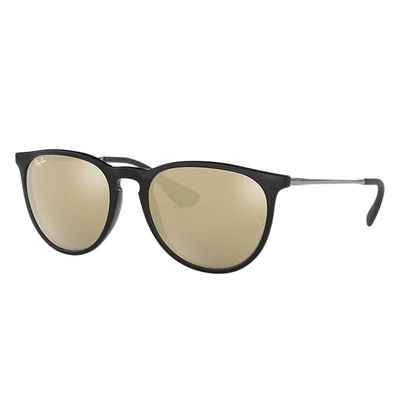 Ray Ban Erika Color Mix Sunglasses Gunmetal Frame Gold Lenses 54-18 In Black