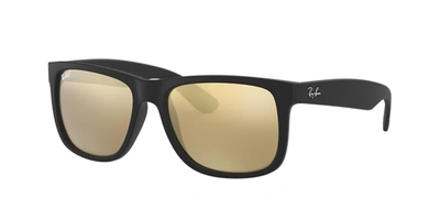 Ray Ban Justin Color Mix Low Bridge Fit Sunglasses Black Frame Yellow Lenses 55-17