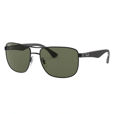 Ray Ban Rb3533 Sunglasses Black Frame Green Lenses Polarized 57-17 In Schwarz