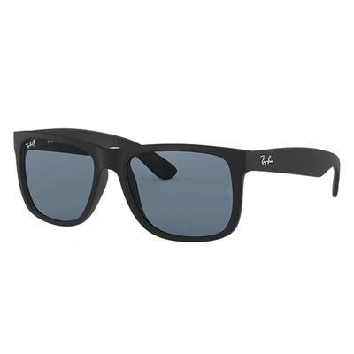Ray Ban Justin Classic Sunglasses Black Frame Blue Lenses Polarized 54-16