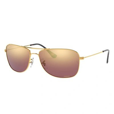 Ray Ban Rb3543 Chromance Sunglasses Gold Frame Violet Lenses Polarized 59-16