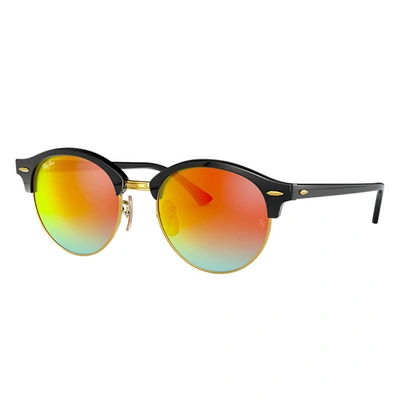 Ray Ban Clubround Flash Lenses Sunglasses Black Frame Orange Lenses 51-19