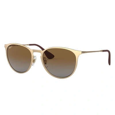Ray Ban Erika Metal Sunglasses Gold Frame Brown Lenses Polarized 54-19