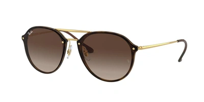 Ray Ban Blaze Round Double Bridge Light Brown Gradient Sunglasses Rb3647n 907051 51 In Gold