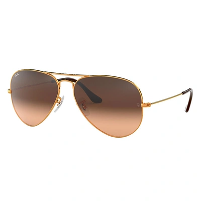 Ray Ban Aviator Gradient Sunglasses Bronze-copper Frame Pink Lenses 58-14