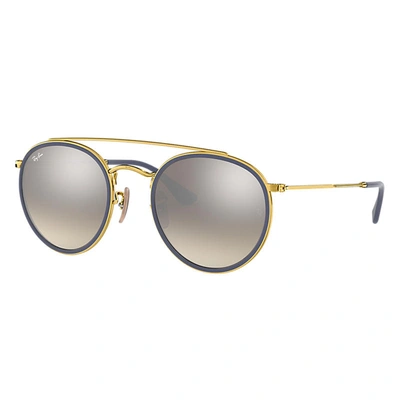 Ray Ban Round Double Bridge Sunglasses Gold Frame Silver Lenses 51-22