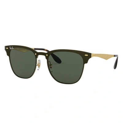 Ray Ban Sunglasses Unisex Blaze Clubmaster - Gold Frame Green Lenses 01-47
