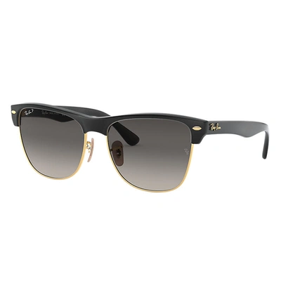 Ray Ban Clubmaster Oversized Sunglasses Black Frame Grey Lenses Polarized 57-16
