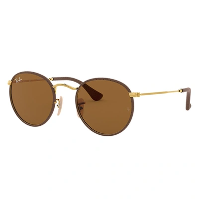 Ray Ban Round Craft Sunglasses Gold Frame Brown Lenses 50-21
