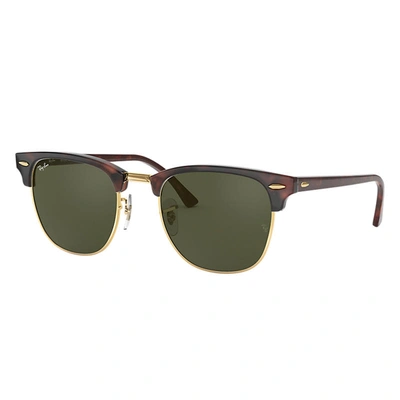 Ray Ban Clubmaster Classic Sunglasses Mock Tortoise Frame Green Lenses 49-21 In Schildpatt Auf Gold