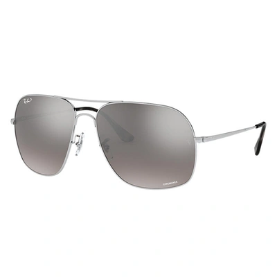 Ray Ban Rb3587 Chromance Sunglasses Silver Frame Gray Lenses Polarized 61-15