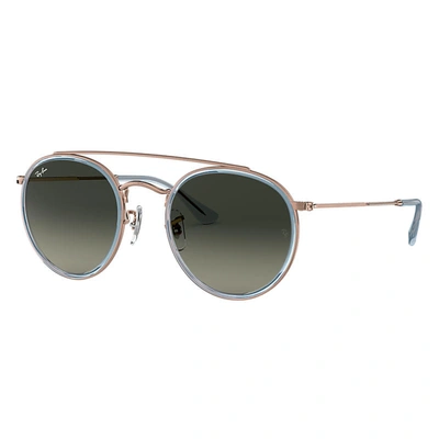 Ray Ban Round Double Bridge Sunglasses Bronze-copper Frame Grey Lenses 51-22
