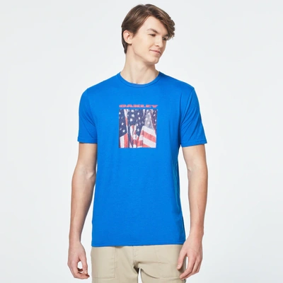 Oakley Usa Flag Picture Short Sleeve Tee In Blue