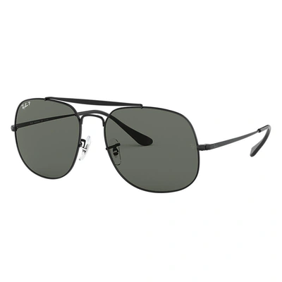 Ray Ban General Sunglasses Black Frame Green Lenses Polarized 57-17